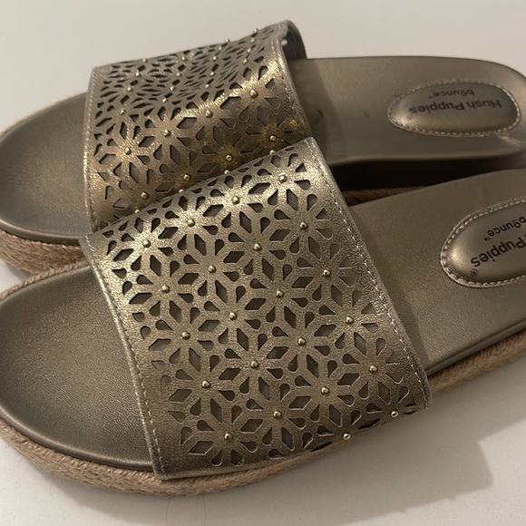 Hush Puppies Women's Lady Platform Slide Sandals size 6M Mushroom Gold Metallic - Picture 13 of 16
